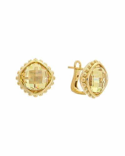 Judith Ripka Classic 14K Over Silver CZ Checkerboard Earrings Women