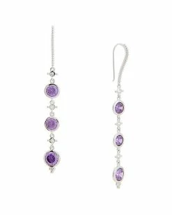 Judith Ripka Watercolors Silver CZ Drop Earrings Women