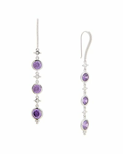 Judith Ripka Watercolors Silver CZ Drop Earrings Women