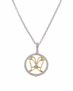 Judith Ripka Little Jewels 14K Over Silver White Topaz CZ Butterfly Charm Necklace Women