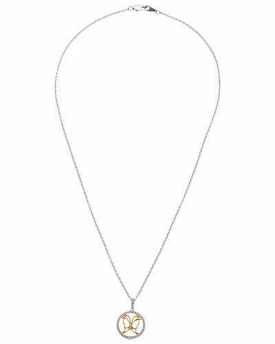 Judith Ripka Little Jewels 14K Over Silver White Topaz CZ Butterfly Charm Necklace Women - Image 2