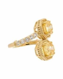 Judith Ripka Casablanca 14K Over Silver CZ Bypass Ring Women