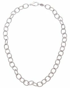 Judith Ripka Links Silver Textured Link Chain Necklace Women