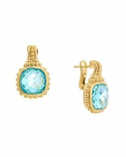 Judith Ripka Classic 14K Over Silver CZ Rose Cut Drop Earrings Women