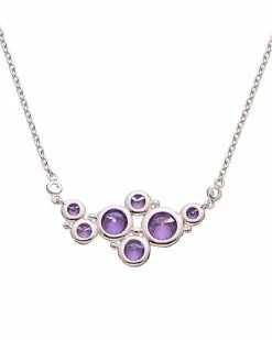 Judith Ripka Watercolors Silver CZ Cluster Pendant Necklace Women