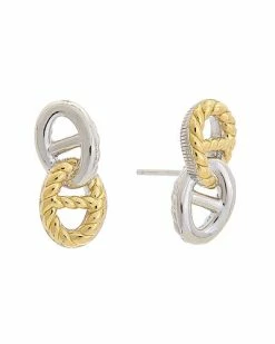 Judith Ripka Cavallo 18K & Silver Double Link Stud Earrings Women