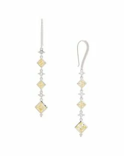 Judith Ripka Watercolors Silver CZ Drop Earrings Women
