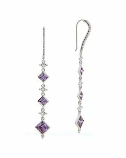 Judith Ripka Watercolors Silver CZ Drop Earrings Women