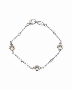 Judith Ripka Watercolors Silver White Topaz CZ Stones By The Yard Bracelet Women