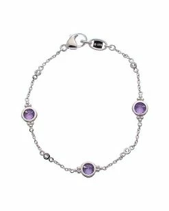 Judith Ripka Watercolors Silver White Topaz CZ Stones By The Yard Bracelet Women