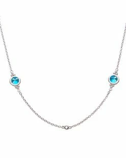 Judith Ripka Watercolors Silver CZ Stones By The Yard Necklace Women
