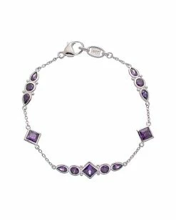 Judith Ripka Watercolors Silver CZ Square Bracelet Women