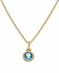 Judith Ripka La Petite 14K Over Silver 1.86 Ct. Tw. Gemstone Frame Necklace Women