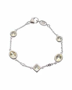 Judith Ripka Watercolors Silver White Topaz CZ Stones By The Yard Bracelet Women