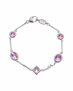 Judith Ripka Watercolors Silver White Topaz CZ Stones By The Yard Bracelet Women