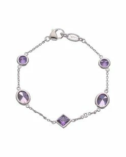 Judith Ripka Watercolors Silver White Topaz CZ Stones By The Yard Bracelet Women