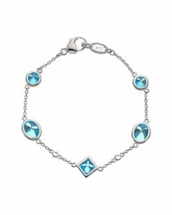 Judith Ripka Watercolors Silver White Topaz CZ Stones By The Yard Bracelet Women