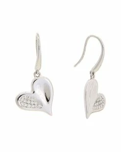 Judith Ripka Legacy Silver Diamond Heart Drop Earrings Women