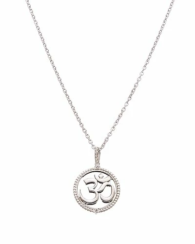 Judith Ripka Little Jewels Silver White Topaz Om Charm Necklace Women