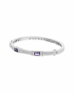 Judith Ripka Romance Silver Amethyst Bangle Bracelet Women