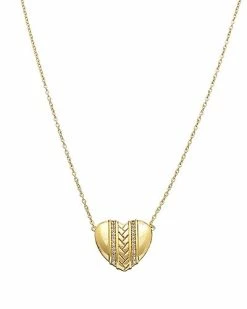 Judith Ripka Heart Link 14K Over Silver White Topaz Heart Necklace Women