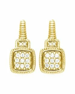 Judith Ripka La Petite 14K Over Silver White Topaz Earrings Women