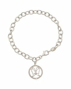 Judith Ripka Little Jewels Silver White Topaz Butterfly Charm Bracelet Women