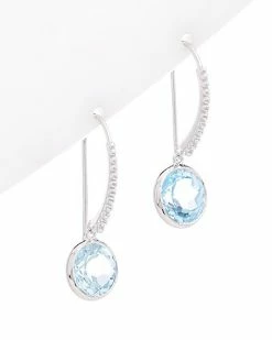 Judith Ripka Water Colors Silver Blue Topaz Drop Earrings Women