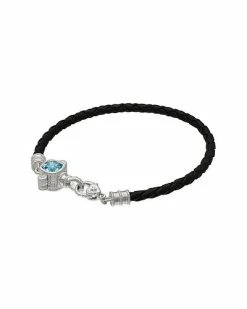 Judith Ripka Silver & Leather 2.12 Ct. Tw. Gemstone Bracelet Women