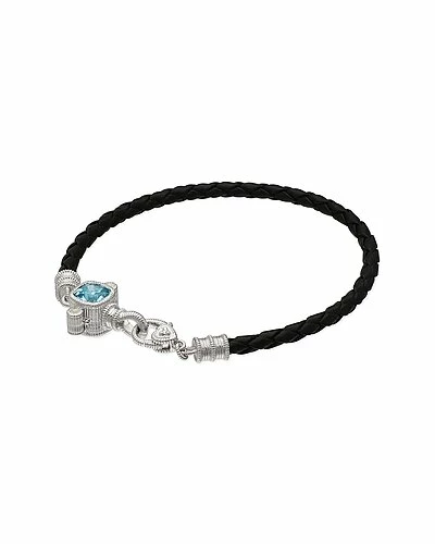 Judith Ripka Silver & Leather 2.12 Ct. Tw. Gemstone Bracelet Women