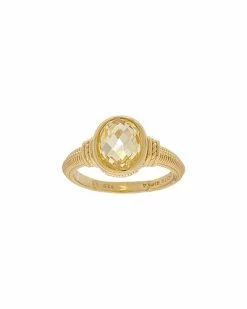 Judith Ripka La Petite 14K Over Silver CZ Oval Ring Women