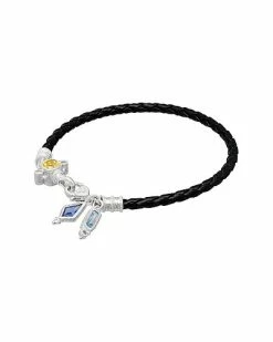 Judith Ripka Silver & Leather 1.33 Ct. Tw. Gemstone & CZ Bracelet Women