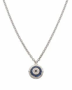Judith Ripka Lucky Silver Gemstone Evil Eye Pendant Necklace Women