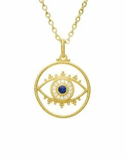 Judith Ripka La Petite 14K Over Silver Gemstone Evil Eye Pendant Necklace Women