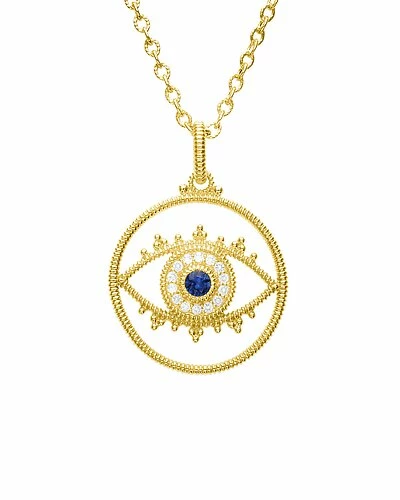 Judith Ripka La Petite 14K Over Silver Gemstone Evil Eye Pendant Necklace Women