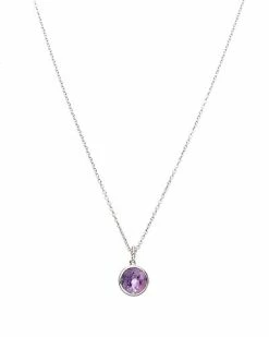 Judith Ripka Water Colors Silver Amethyst Round Pendant Necklace Women