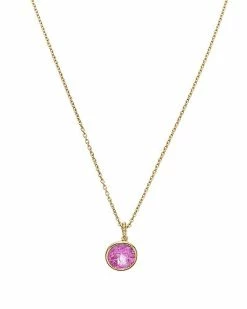 Judith Ripka Water Colors 14K Over Silver CZ Round Pendant Necklace Women