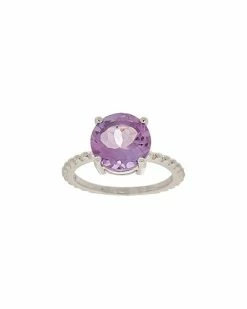 Judith Ripka Water Colors Silver Amethyst Round Ring Women