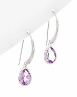 Judith Ripka Water Colors Silver Amethyst Drop Earrings Women