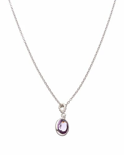 Judith Ripka Water Colors Silver Amethyst Oval Pendant Necklace Women