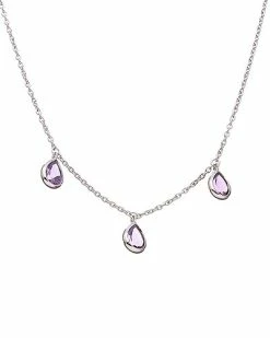 Judith Ripka Water Colors Silver Amethyst Drop Necklace Women