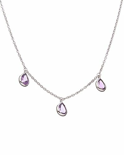 Judith Ripka Water Colors Silver Amethyst Drop Necklace Women