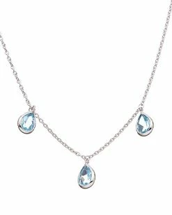 Judith Ripka Water Colors Silver Blue Topaz Drop Necklace Women