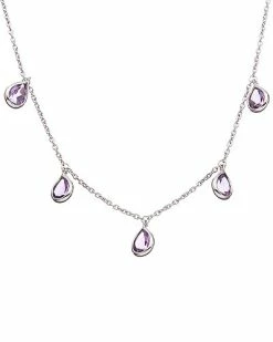Judith Ripka Water Colors Silver Amethyst Drop Necklace Women