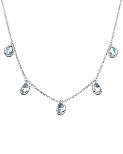 Judith Ripka Water Colors Silver Blue Topaz Drop Necklace Women