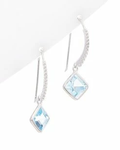 Judith Ripka Water Colors Silver Blue Topaz Drop Earrings Women