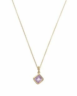Judith Ripka Water Colors 14K Over Silver Amethyst Square Pendant Necklace Women