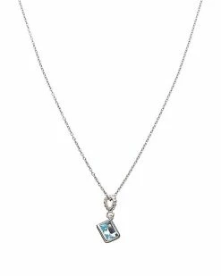 Judith Ripka Water Colors Silver Blue Topaz Pendant Necklace Women
