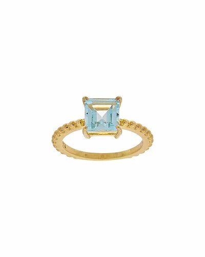 Judith Ripka Water Colors 14K Over Silver Blue Topaz Square Ring Women