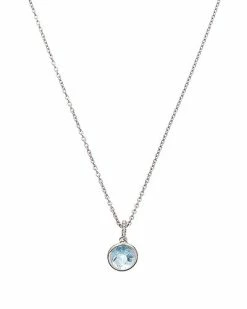 Judith Ripka Water Colors Silver Blue Topaz Pendant Necklace Women